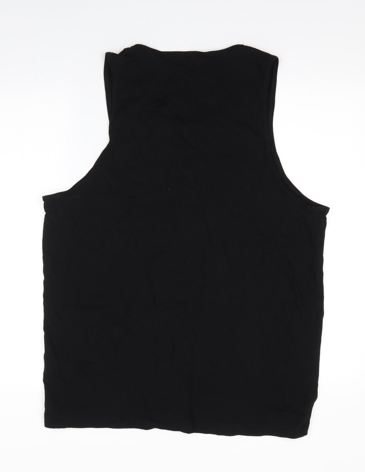 Matalan Mens Black  100% Cotton Basic Tank Size XL Round Neck