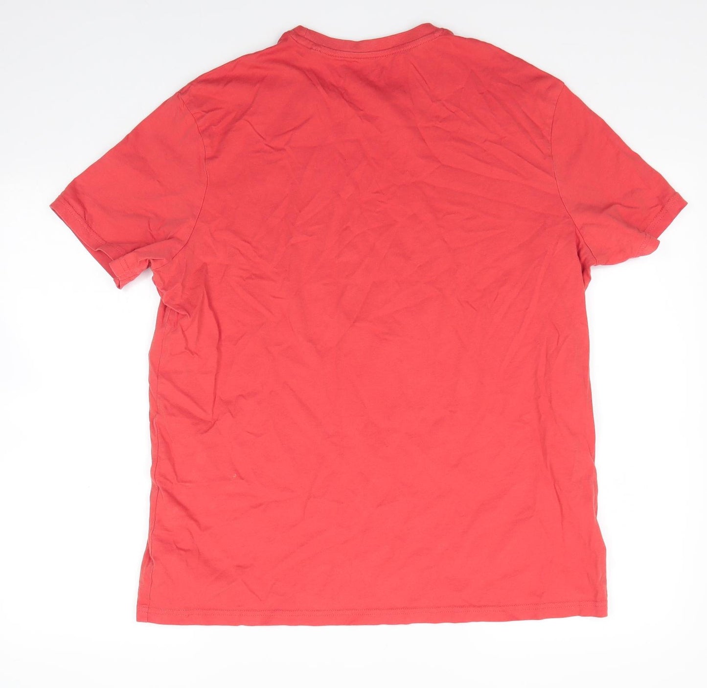 TU Mens Orange  Cotton  T-Shirt Size L Round Neck