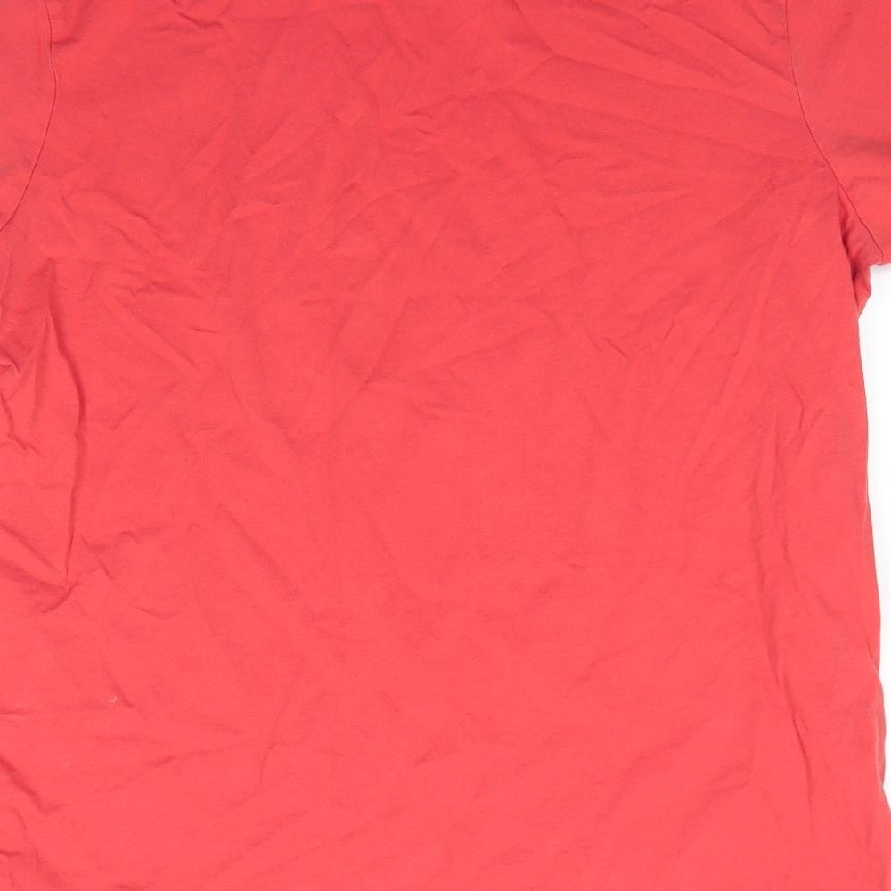 TU Mens Orange  Cotton  T-Shirt Size L Round Neck