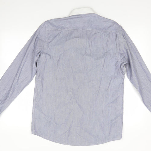 House Of Cavani Mens Blue  100% Cotton  Dress Shirt Size 15.5 Collared