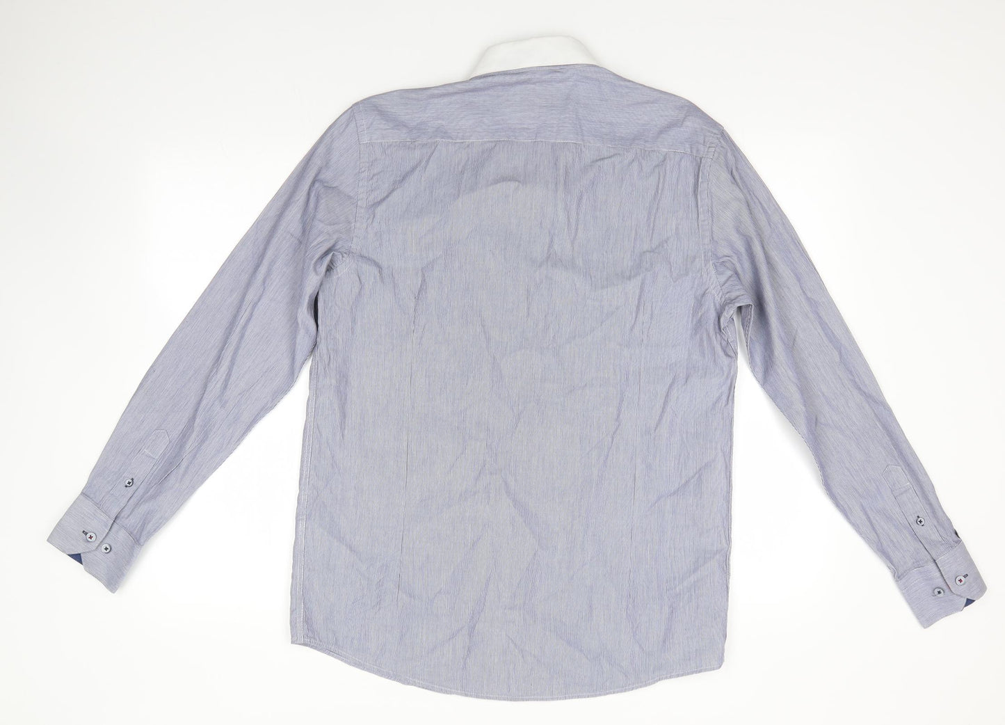 House Of Cavani Mens Blue  100% Cotton  Dress Shirt Size 15.5 Collared