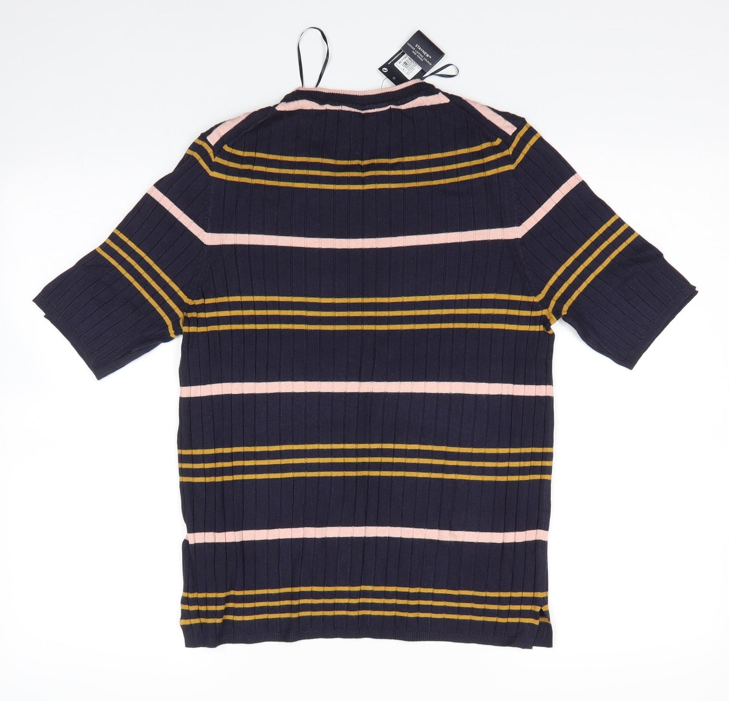 M&S Womens Multicoloured Round Neck Striped Viscose Pullover Jumper Size 16