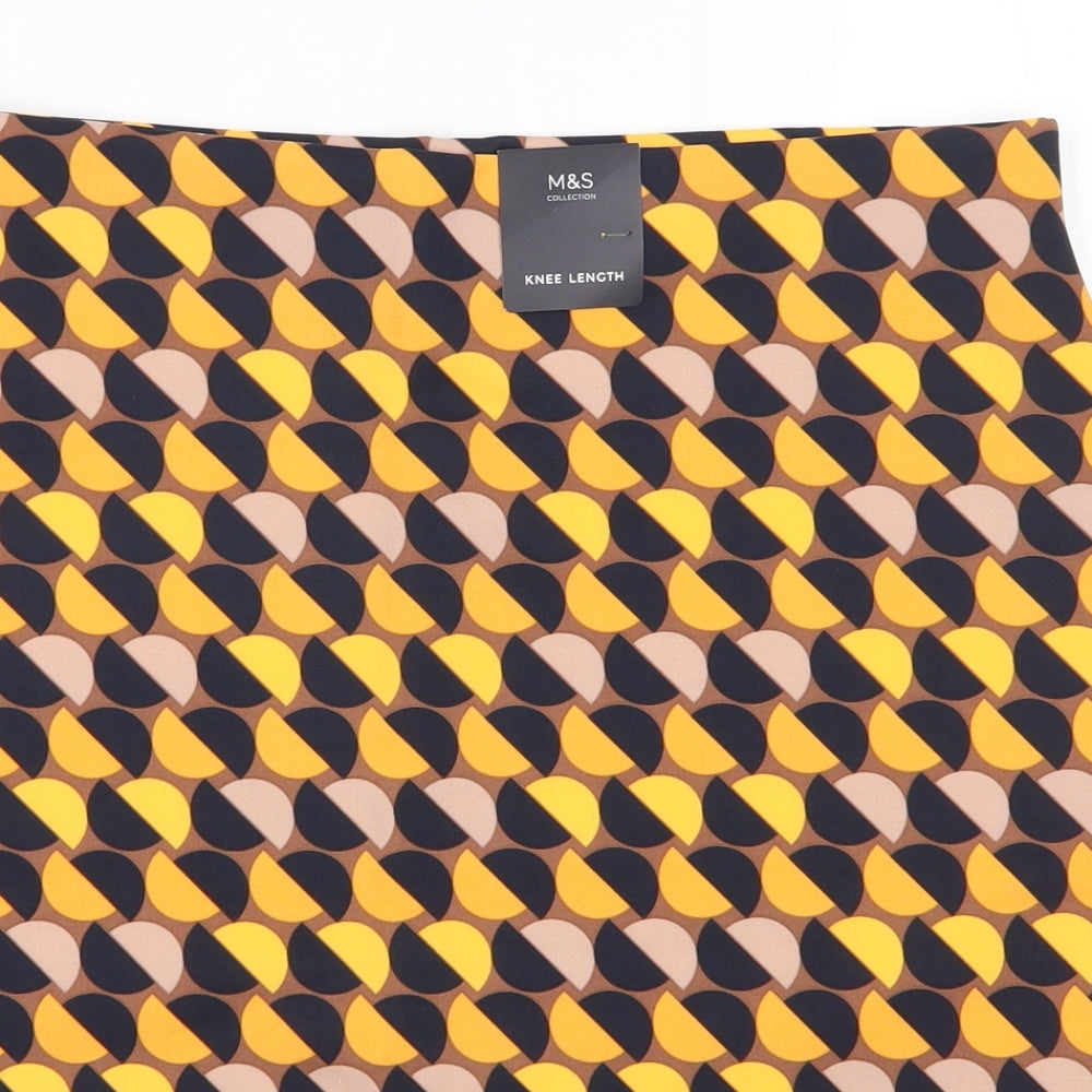 M&S Womens Multicoloured  Polyester Straight & Pencil Skirt Size 16    - Long