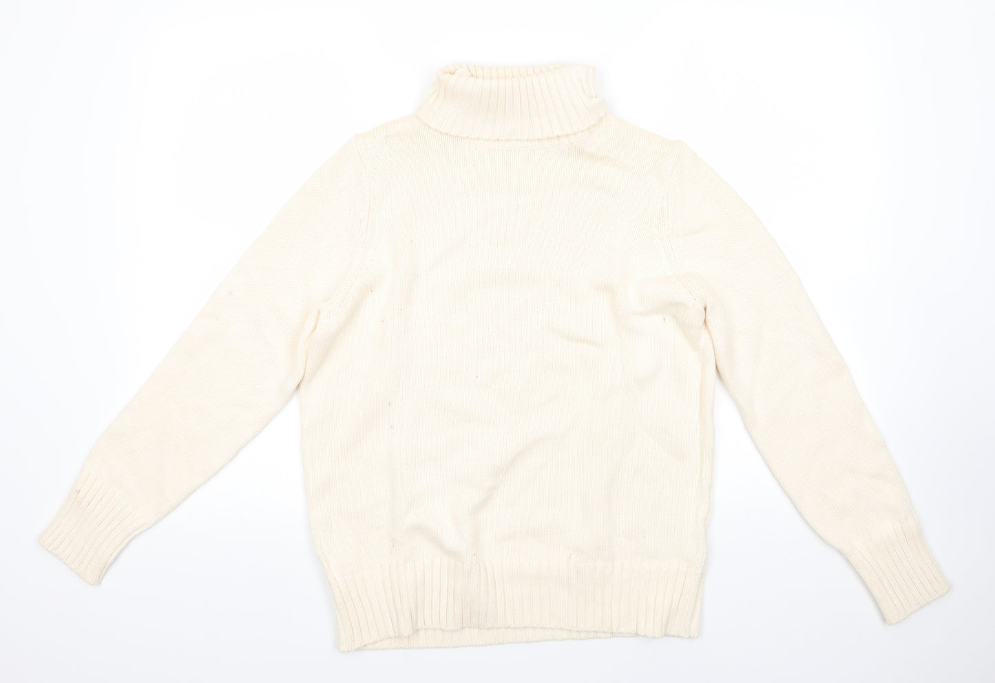 M&S Womens Ivory Roll Neck  Cotton Pullover Jumper Size 16