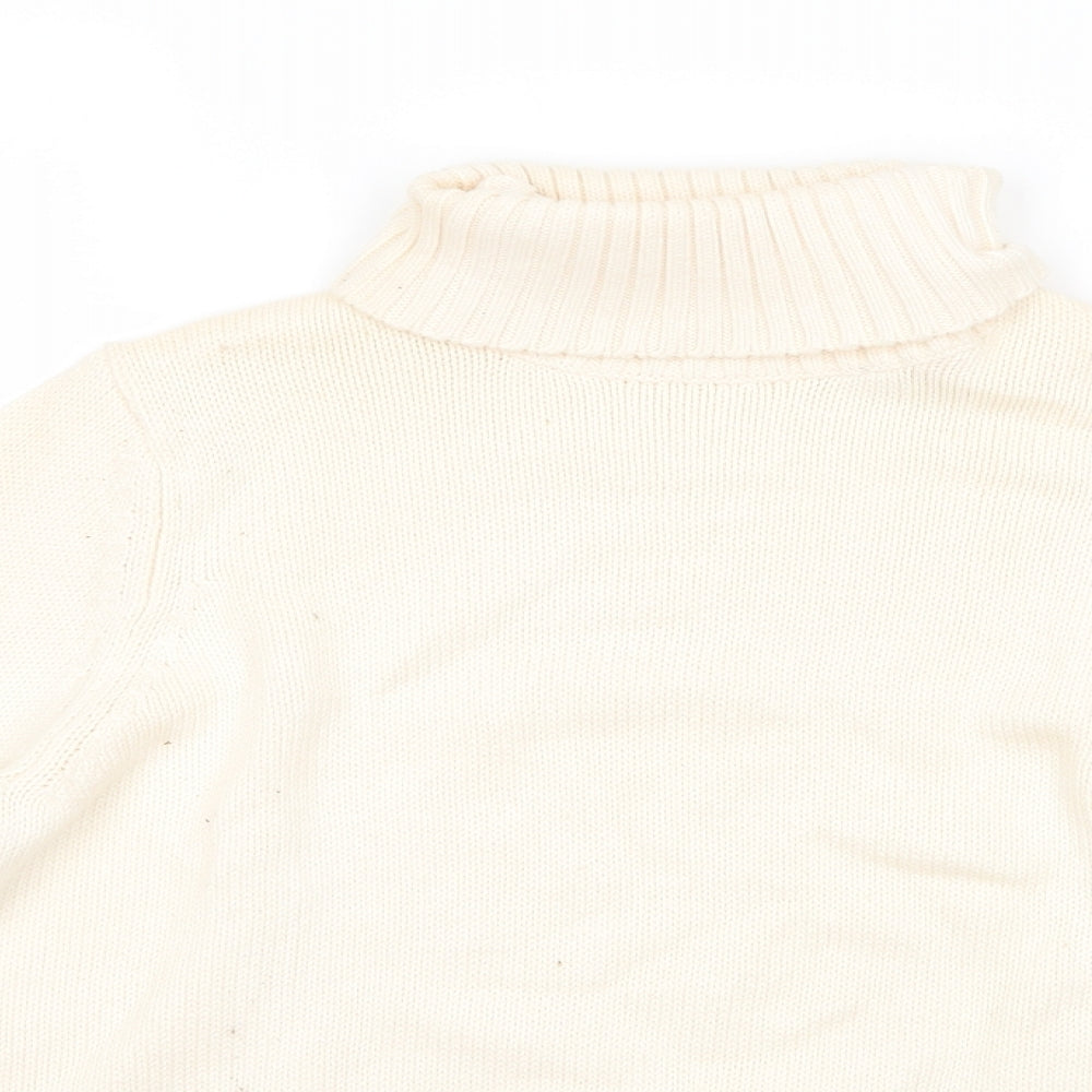 M&S Womens Ivory Roll Neck  Cotton Pullover Jumper Size 16
