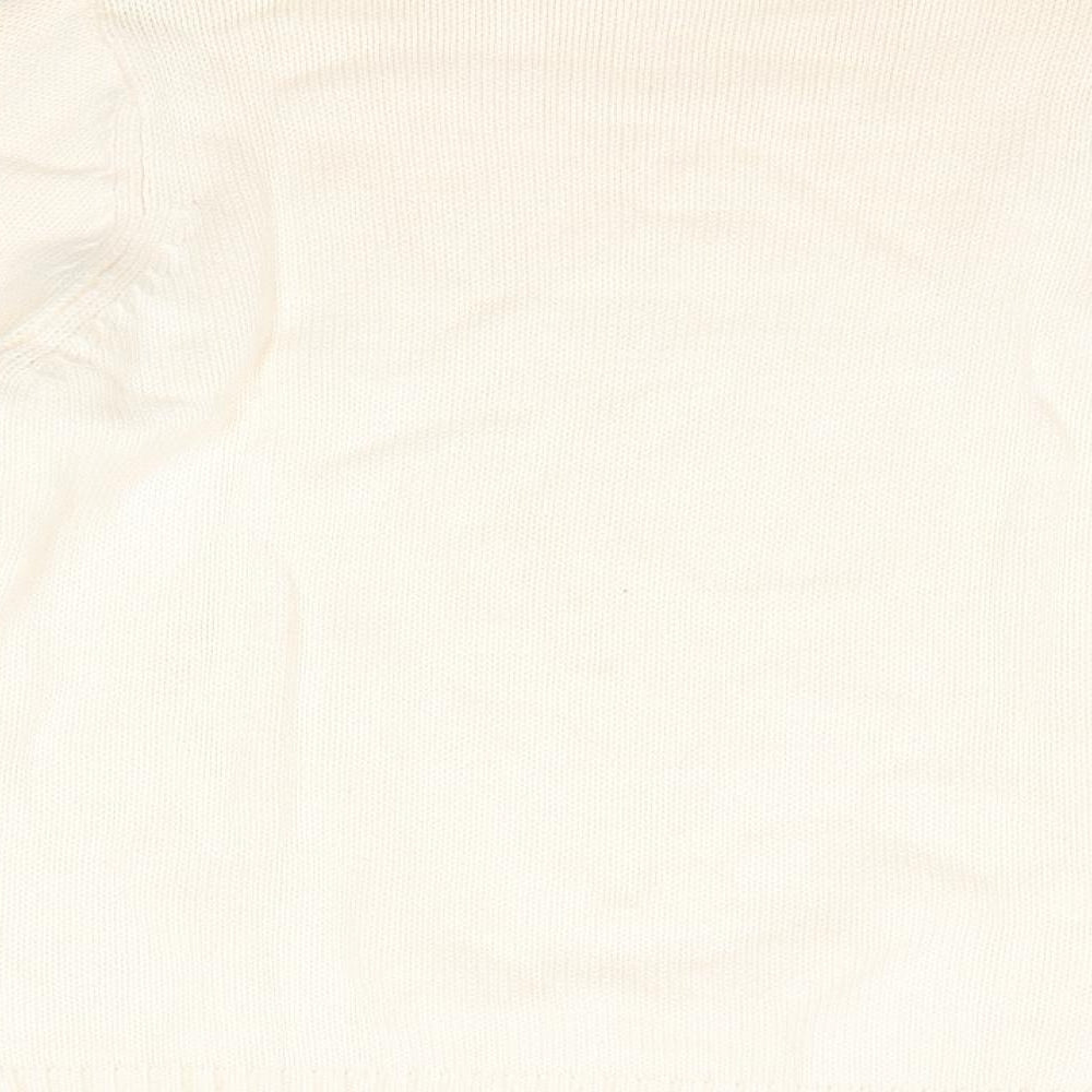 M&S Womens Ivory Roll Neck  Cotton Pullover Jumper Size 16