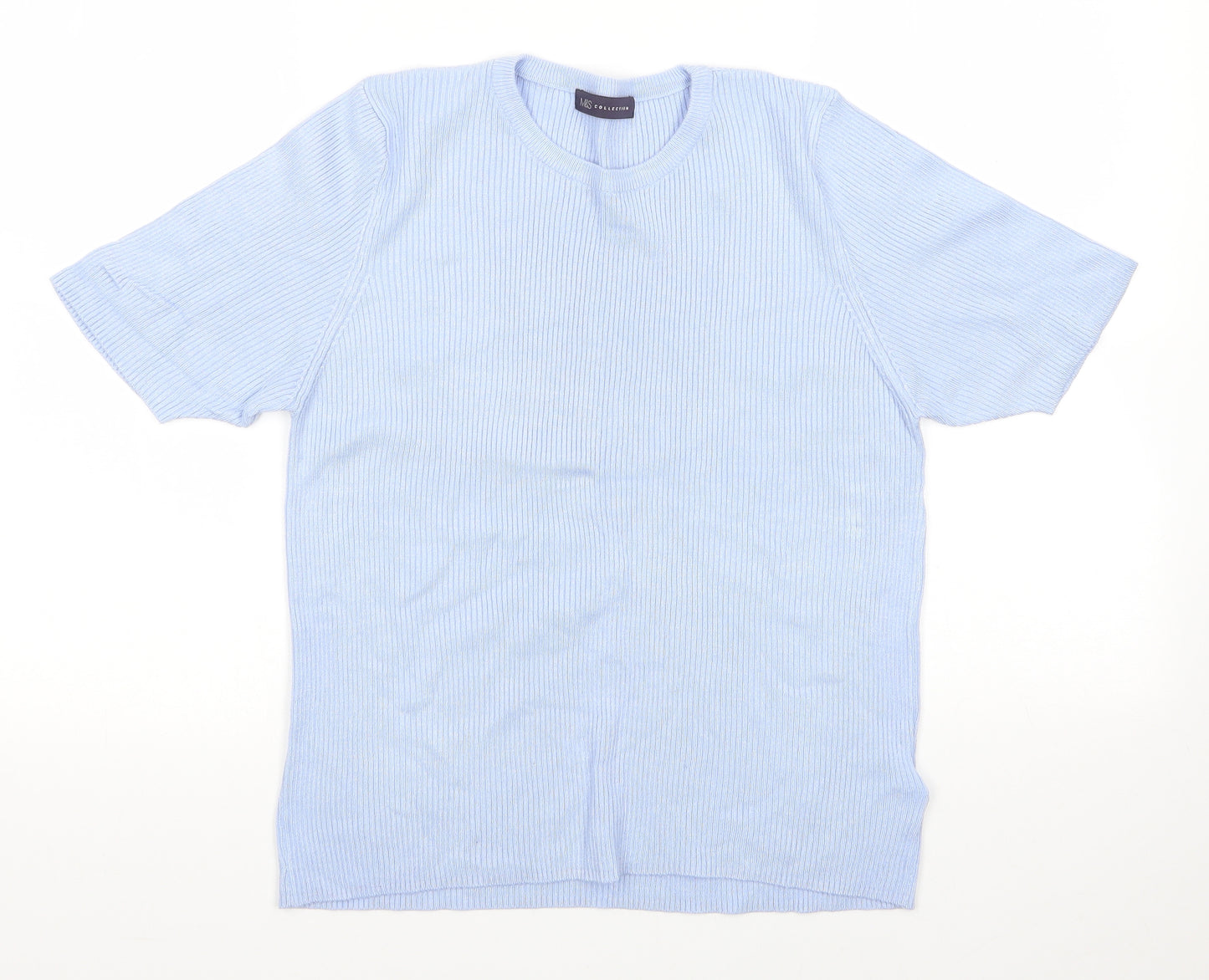 M&S Womens Blue Round Neck  Viscose Pullover Jumper Size 18