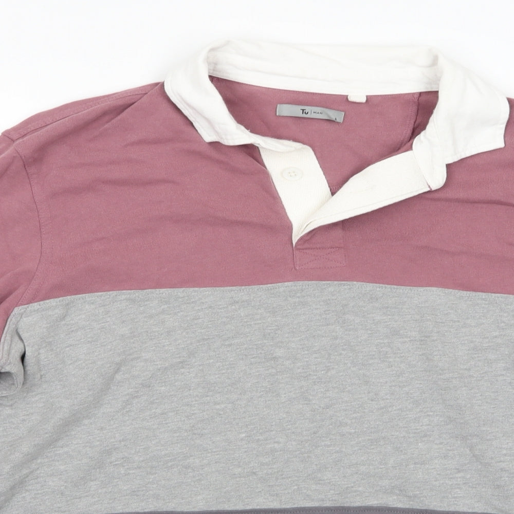 TU Mens Multicoloured Collared  Cotton Pullover Jumper Size L
