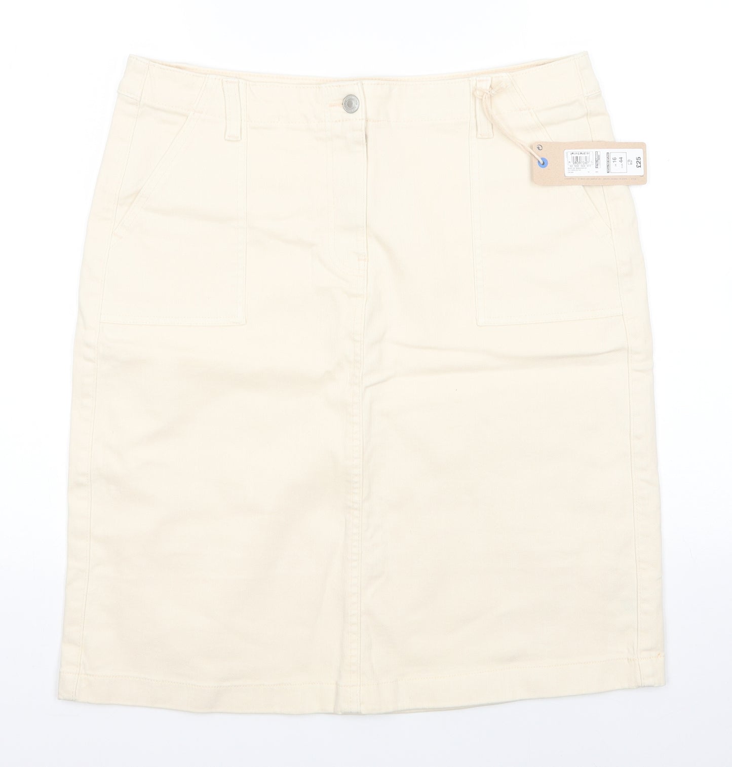 M&S Womens Ivory  Cotton A-Line Skirt Size 16