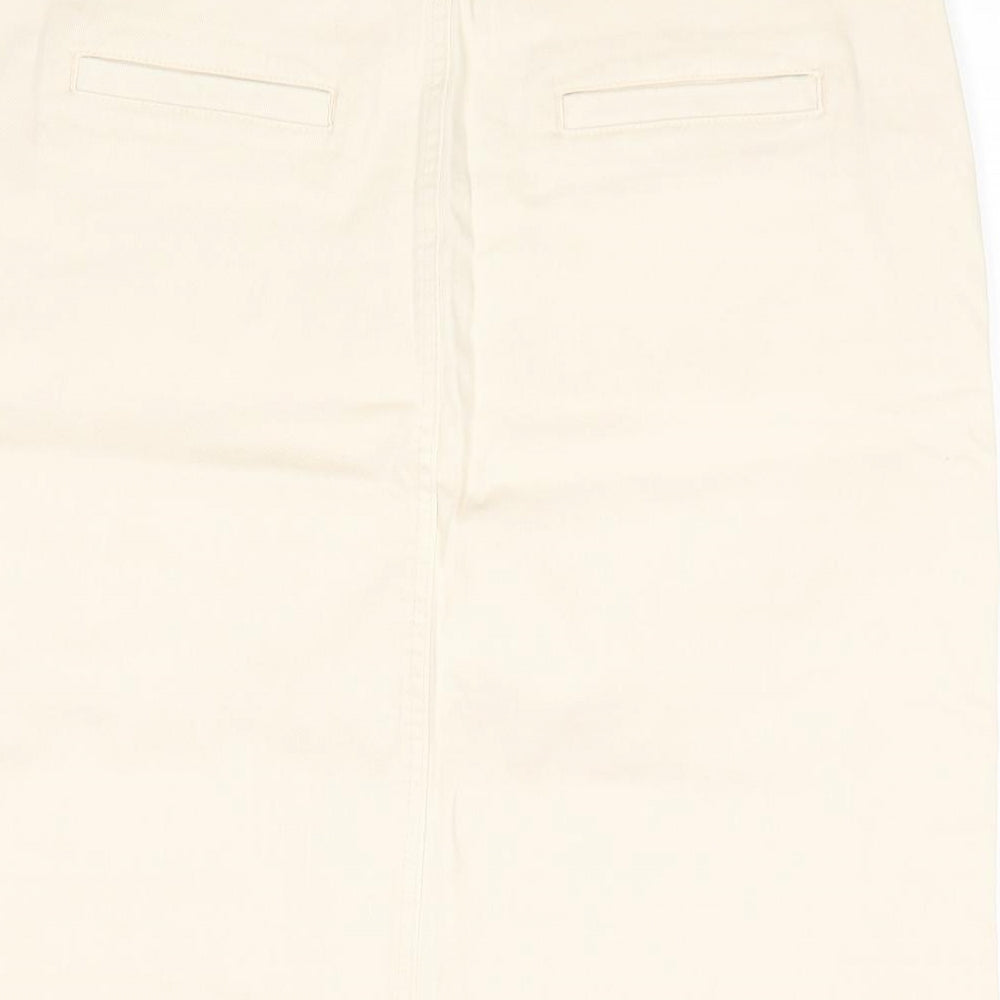 M&S Womens Ivory  Cotton A-Line Skirt Size 16