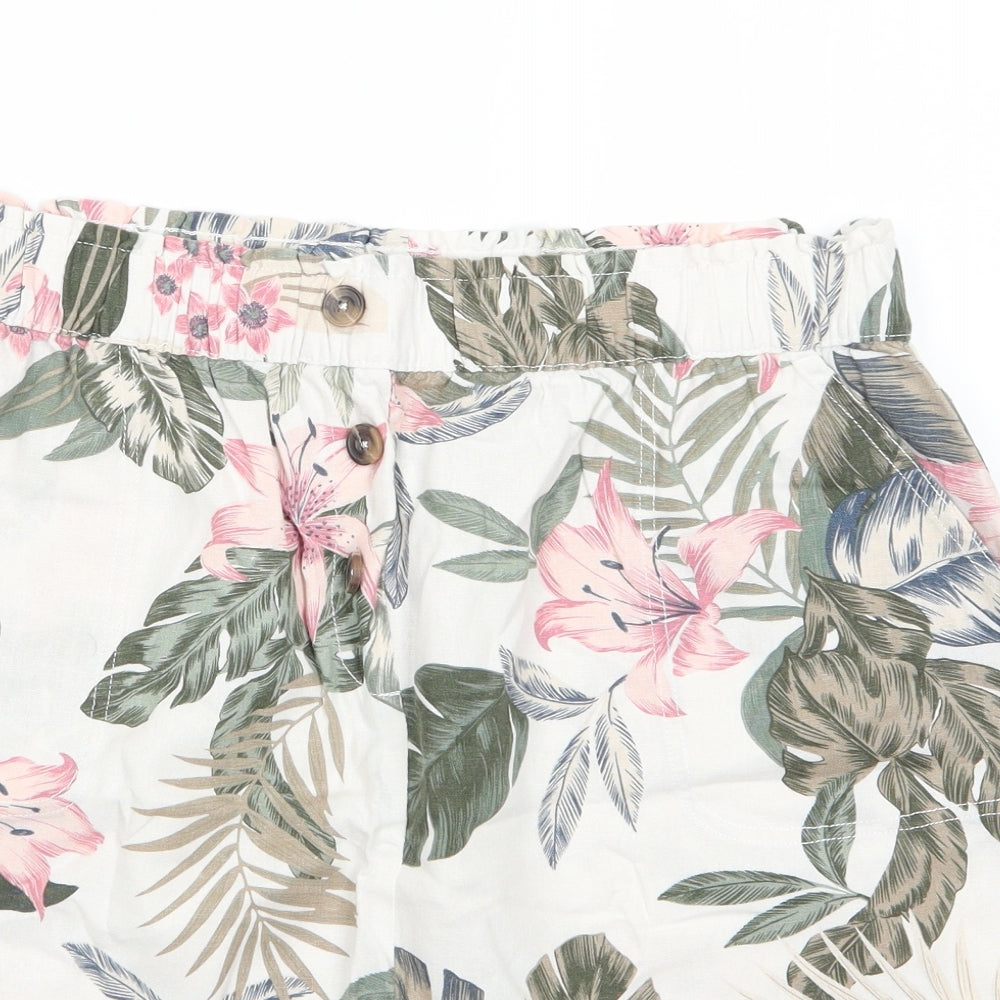 Peacocks Womens Multicoloured Floral Linen A-Line Skirt Size 14
