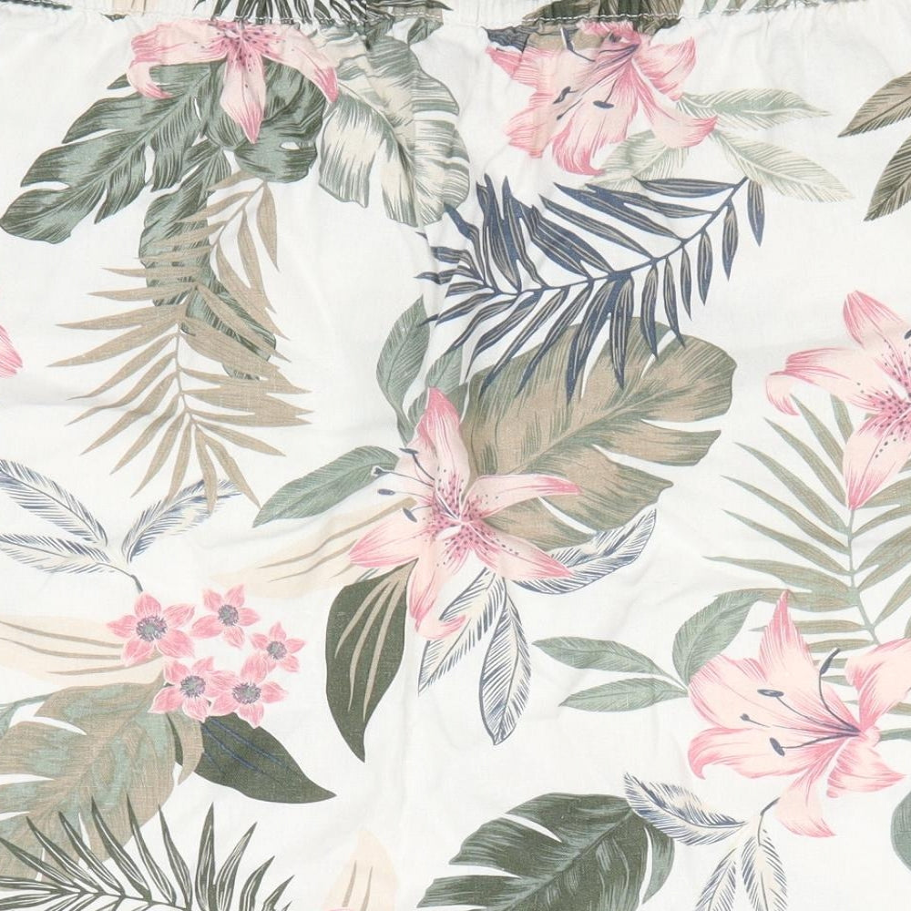 Peacocks Womens Multicoloured Floral Linen A-Line Skirt Size 14