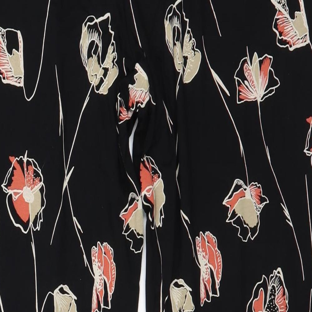 NEXT Womens Black Floral Viscose Trousers  Size 16 L28 in Regular