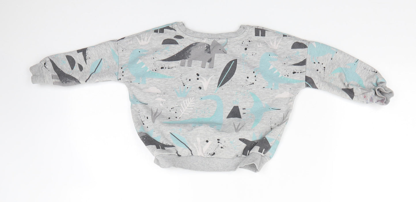 George Boys Grey Round Neck  Cotton Pullover Jumper Size 2-3 Years