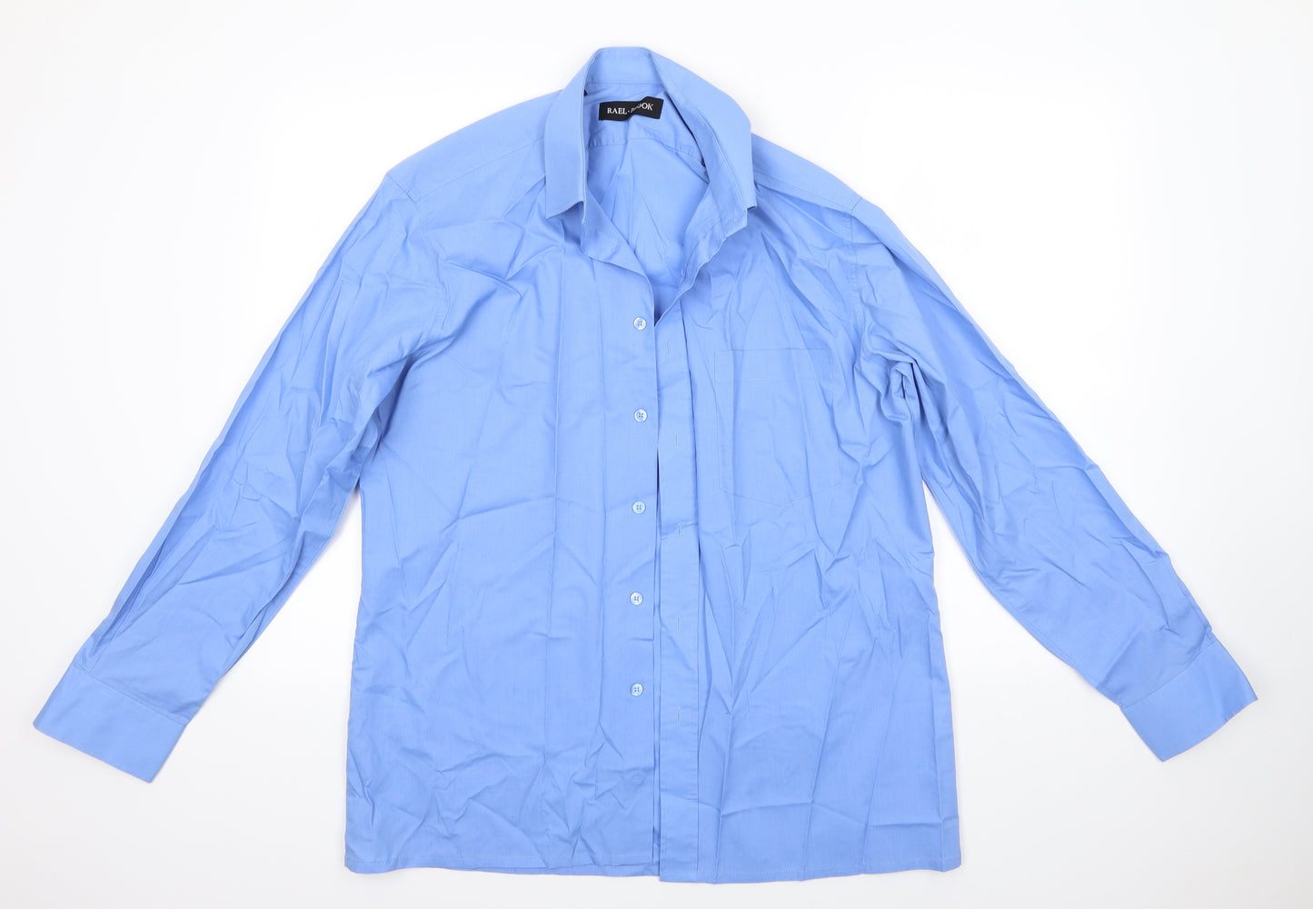 Rael Brook Mens Blue  Polyester  Dress Shirt Size 16 Collared