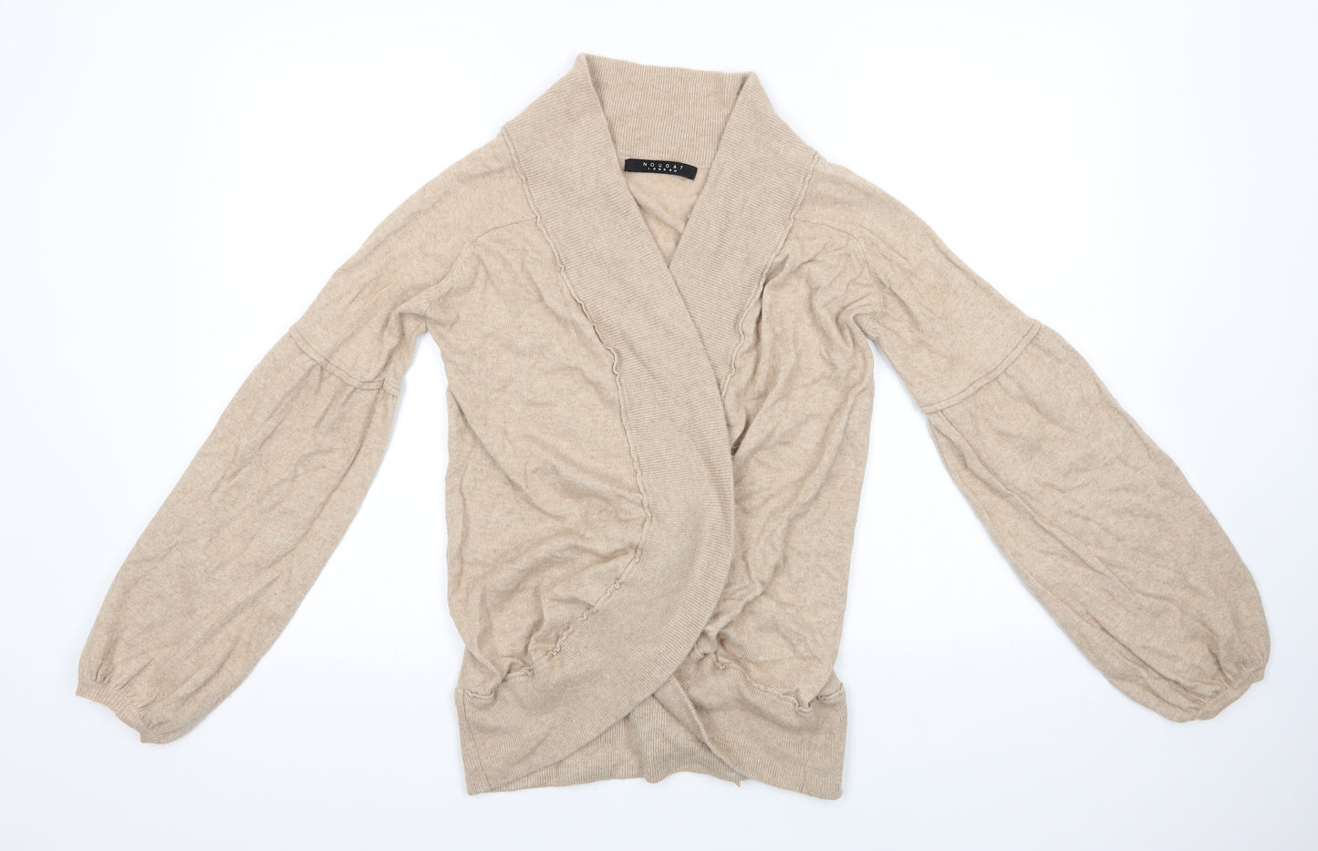 Nougat London Womens Brown V-Neck  Viscose Cardigan Jumper Size S