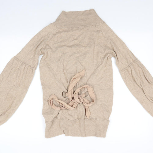 Nougat London Womens Brown V-Neck  Viscose Cardigan Jumper Size S