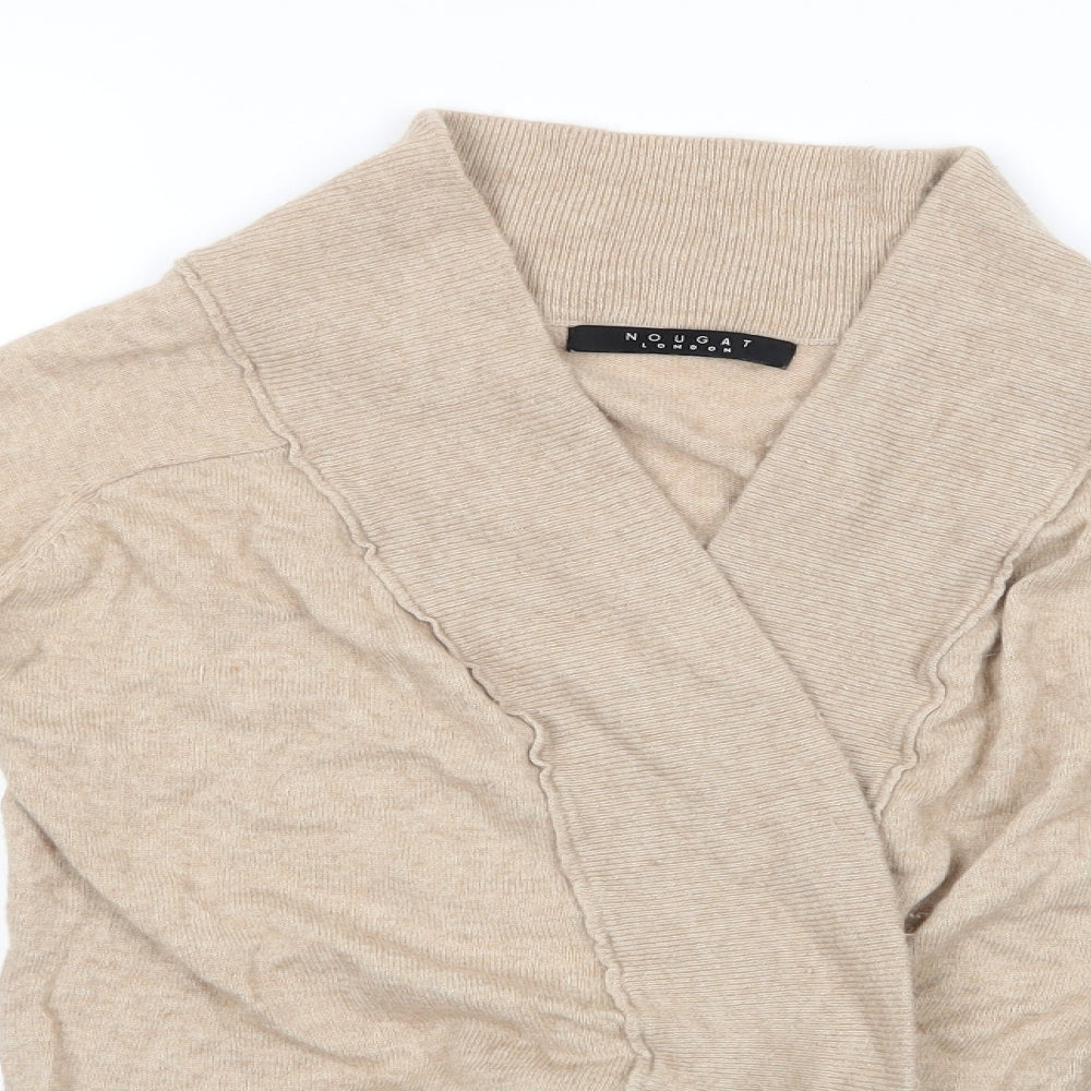 Nougat London Womens Brown V-Neck  Viscose Cardigan Jumper Size S
