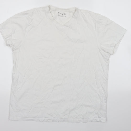 Matalan Mens White  Cotton  T-Shirt Size L V-Neck