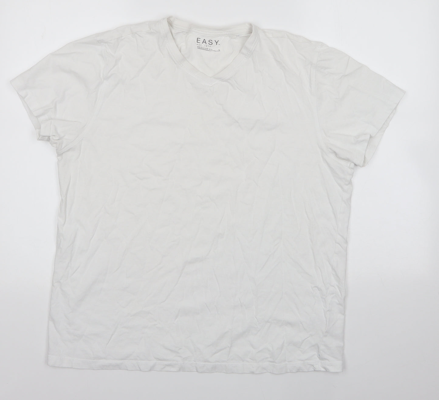 Matalan Mens White  Cotton  T-Shirt Size L V-Neck