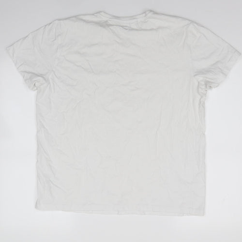 Matalan Mens White  Cotton  T-Shirt Size L V-Neck