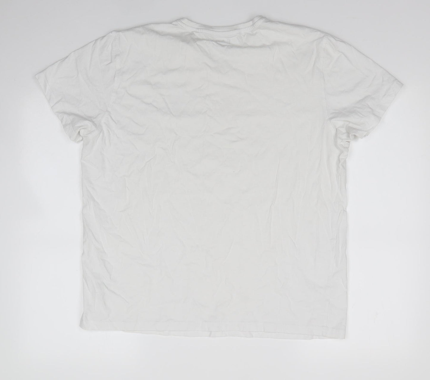 Matalan Mens White  Cotton  T-Shirt Size L V-Neck