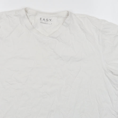 Matalan Mens White  Cotton  T-Shirt Size L V-Neck