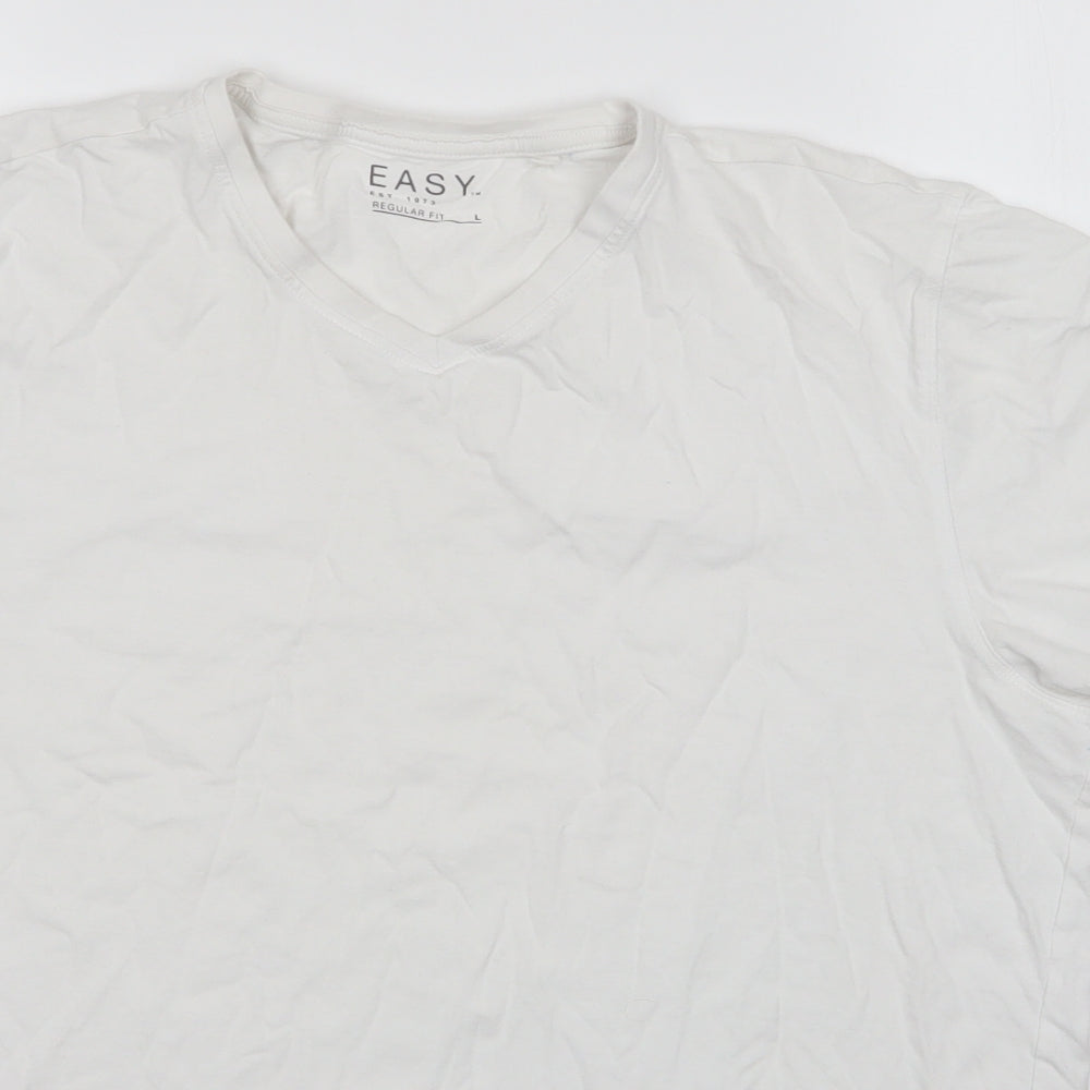 Matalan Mens White  Cotton  T-Shirt Size L V-Neck