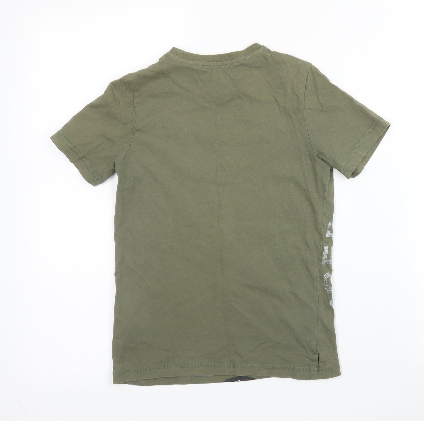 F&F Boys Green  Cotton Basic T-Shirt Size 5 Years Round Neck  - Snake