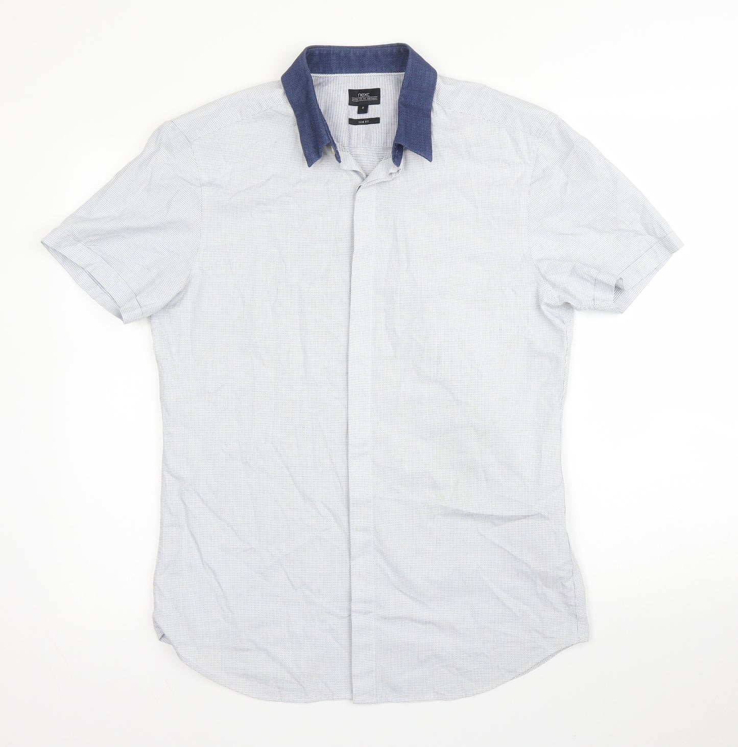 NEXT Mens Blue  Cotton  Button-Up Size M Collared Button