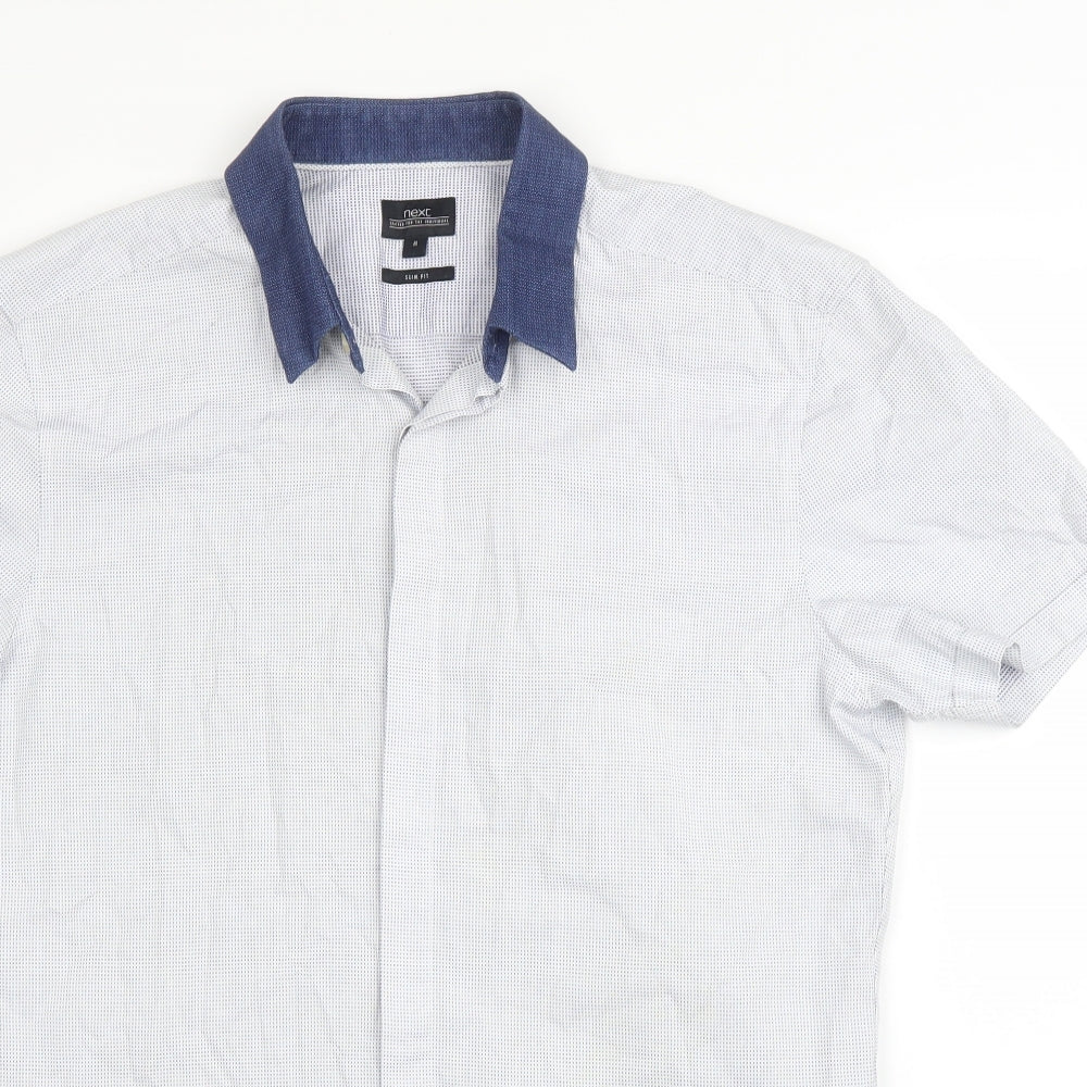NEXT Mens Blue  Cotton  Button-Up Size M Collared Button
