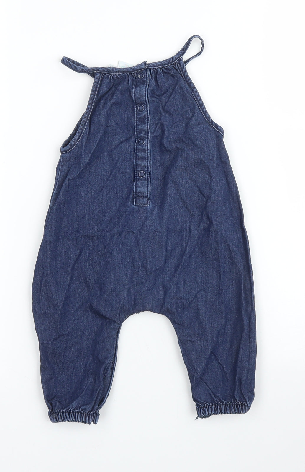 Mini Club Girls Blue Floral Cotton Dungaree One-Piece Size 3-6 Months  Snap