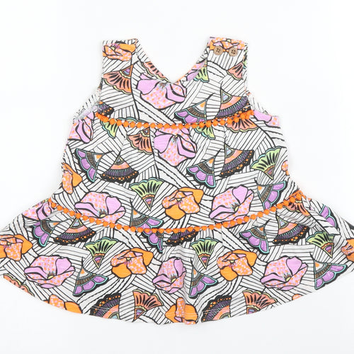 NEXT Girls Pink Floral Cotton A-Line  Size 6-9 Months  V-Neck