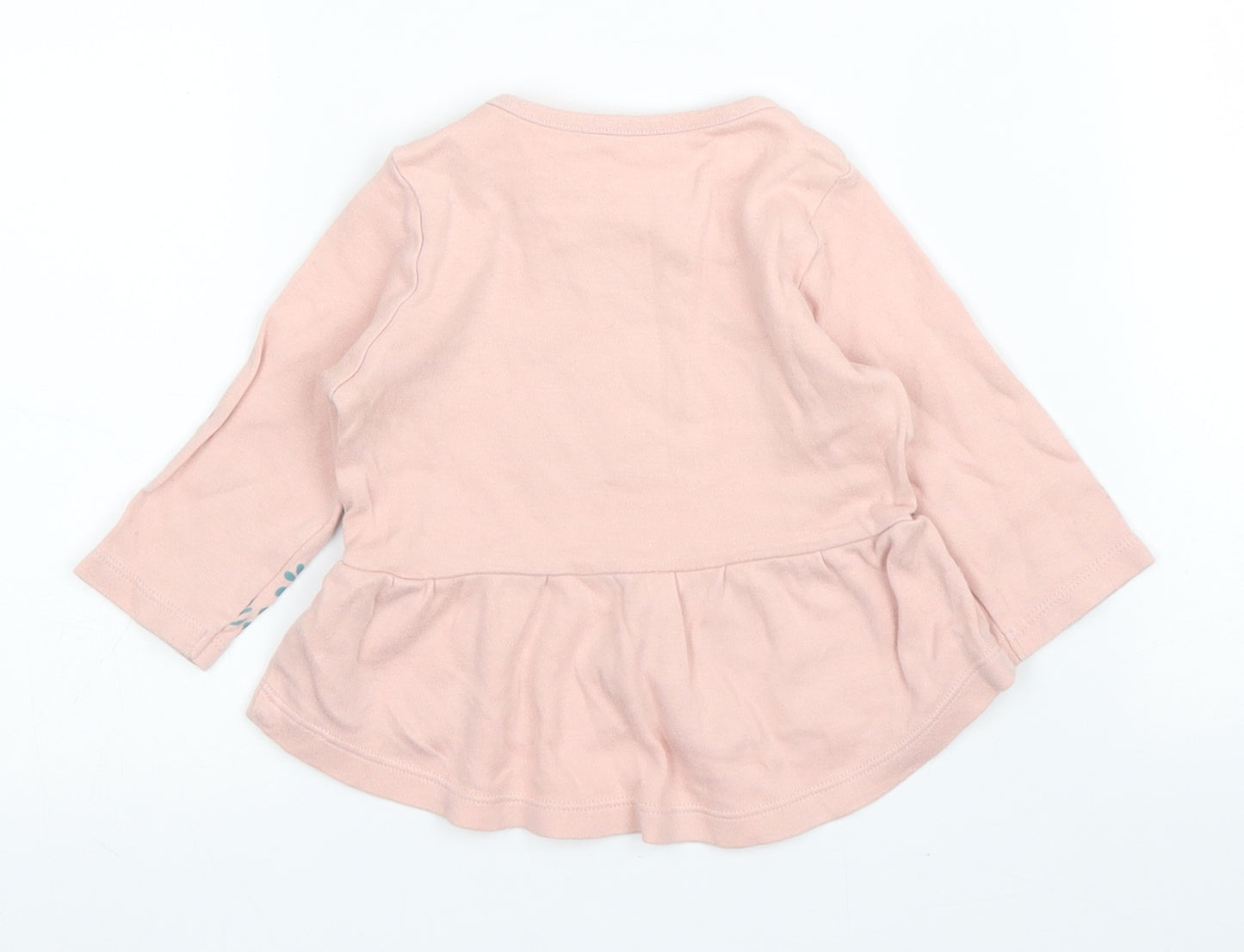Disney Girls Pink Floral Cotton Basic Blouse Size 3-6 Months Round Neck Button - Bambi