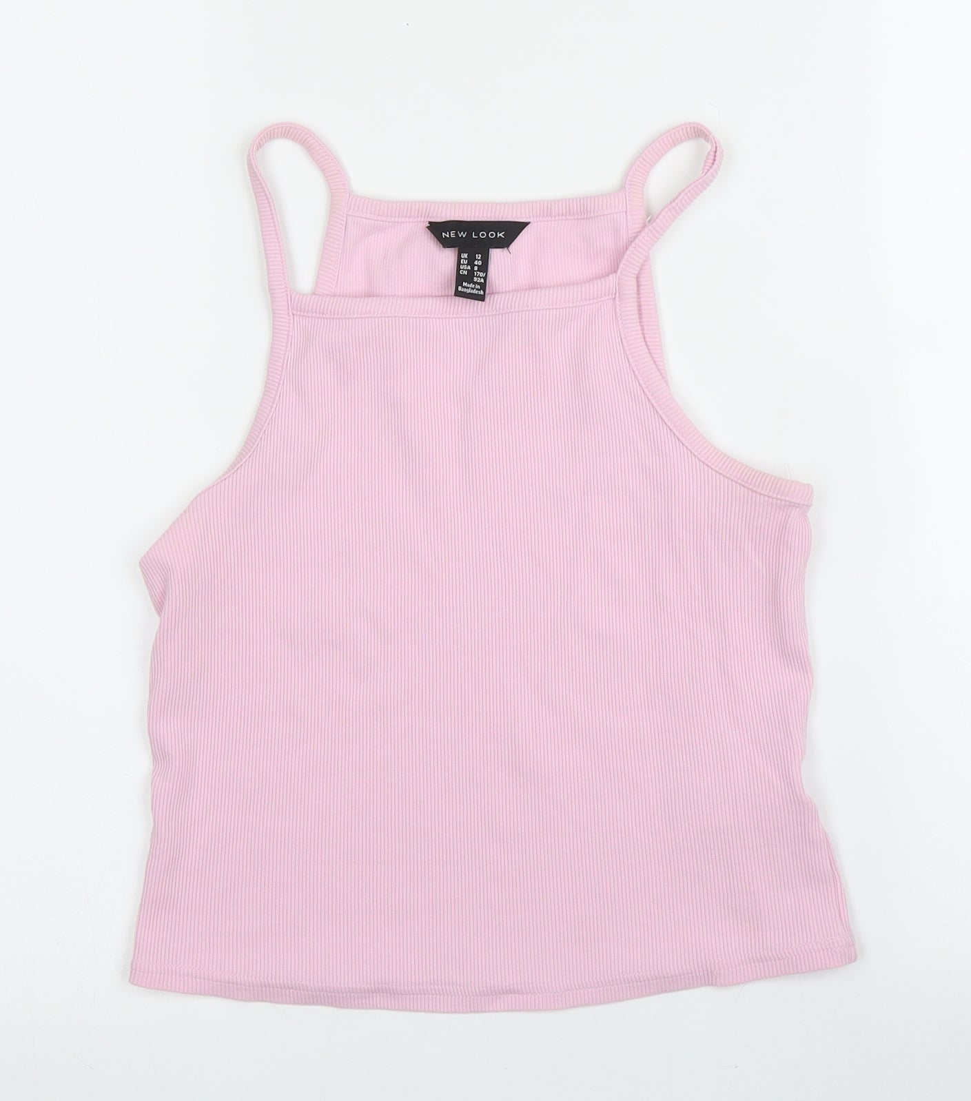 New Look Womens Pink  Cotton Camisole Tank Size 12 Square Neck