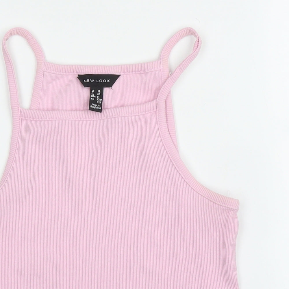 New Look Womens Pink  Cotton Camisole Tank Size 12 Square Neck