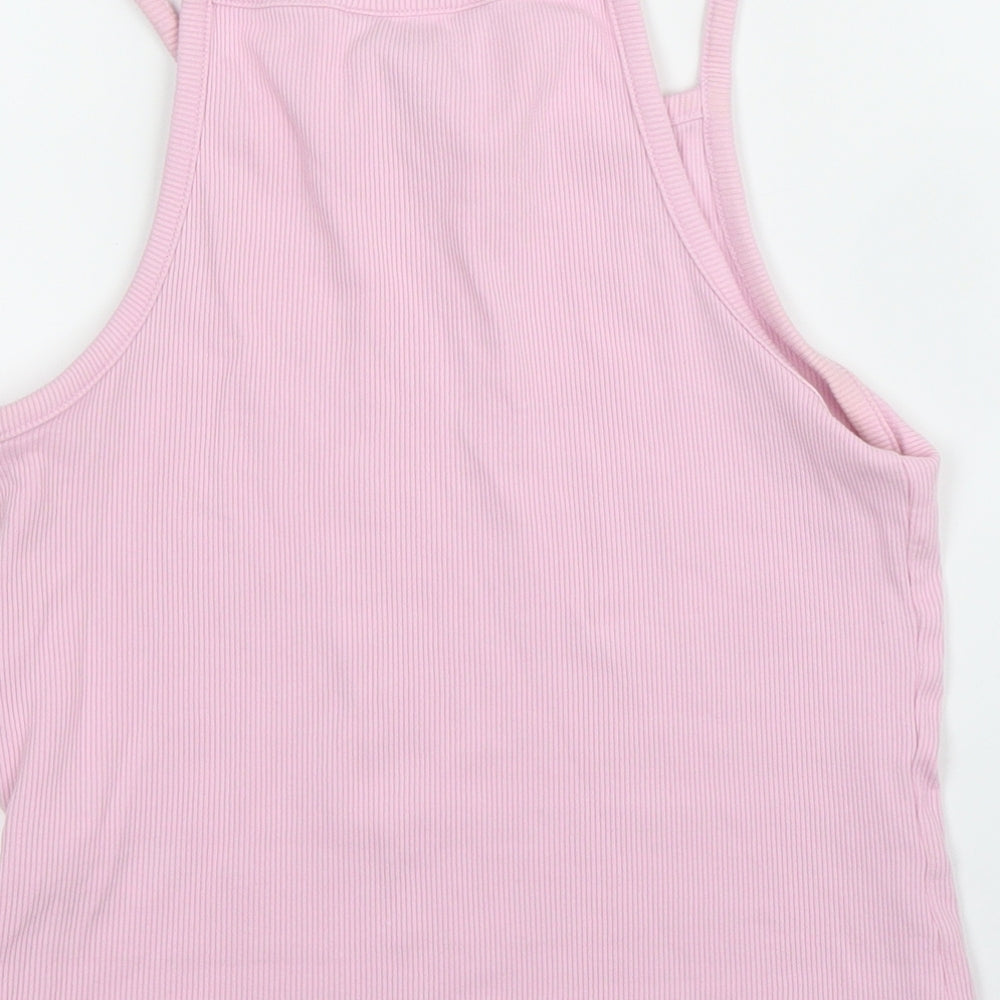 New Look Womens Pink  Cotton Camisole Tank Size 12 Square Neck