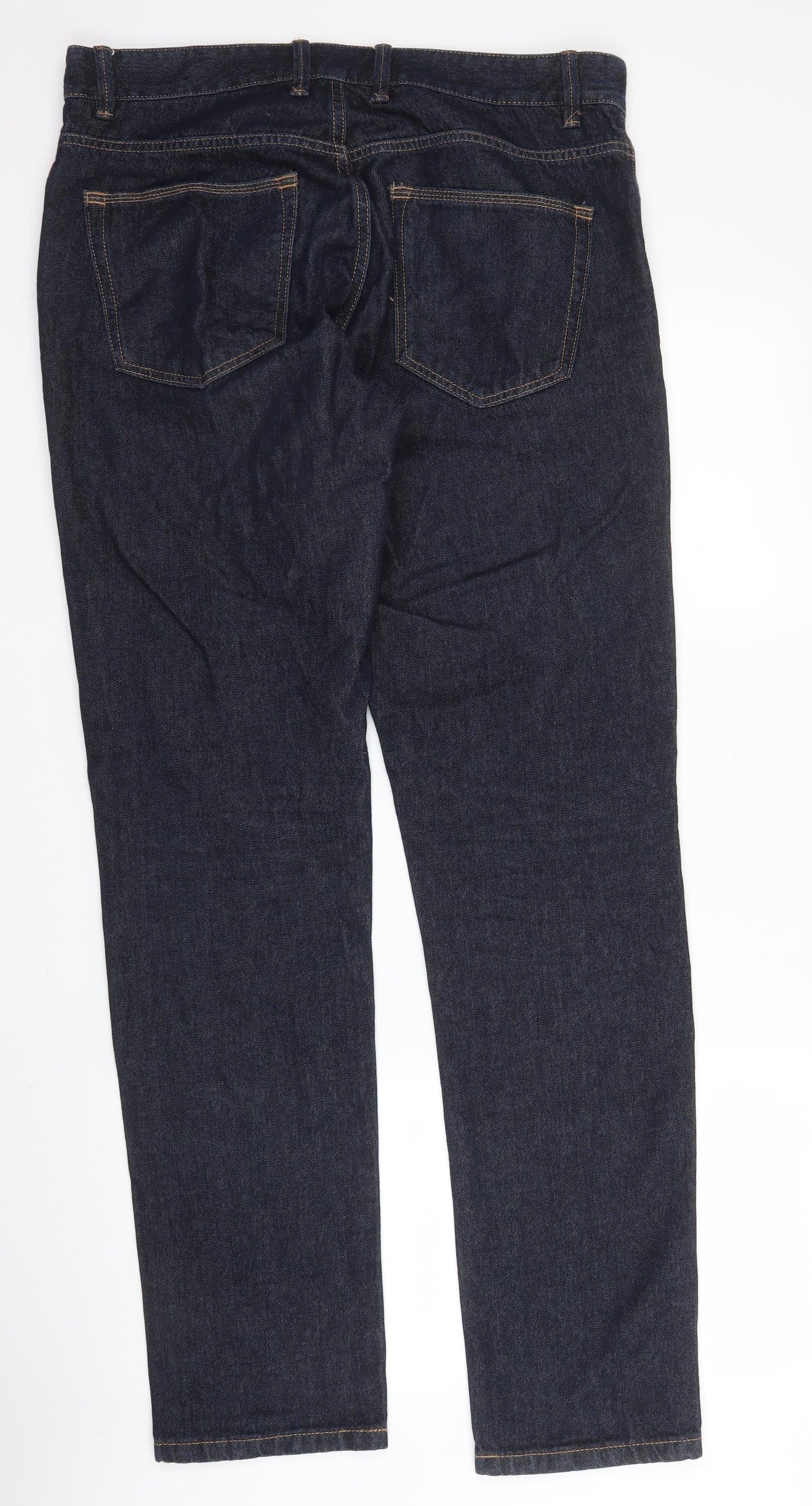 NEXT Mens Blue  Cotton Straight Jeans Size 34 in L33 in Regular Zip