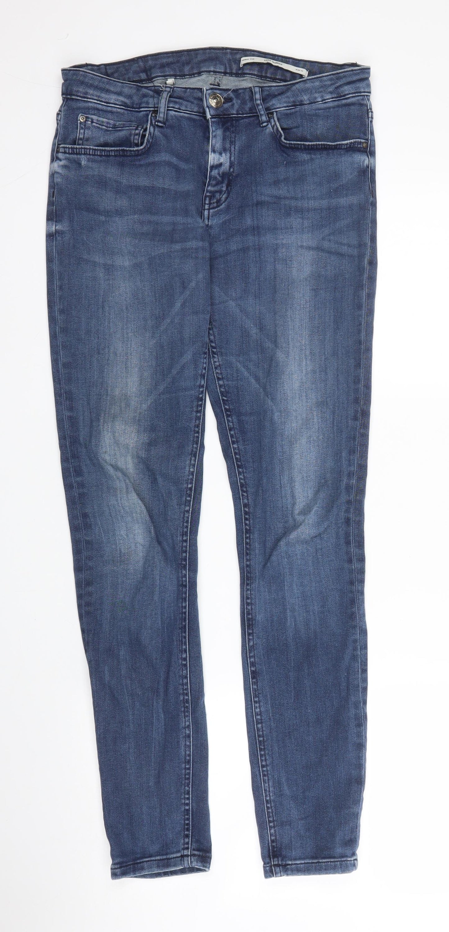 Zara Womens Blue  Cotton Skinny Jeans Size M L29 in Regular Zip