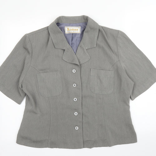 Roman Womens Grey  Polyester Jacket Blazer Size 18