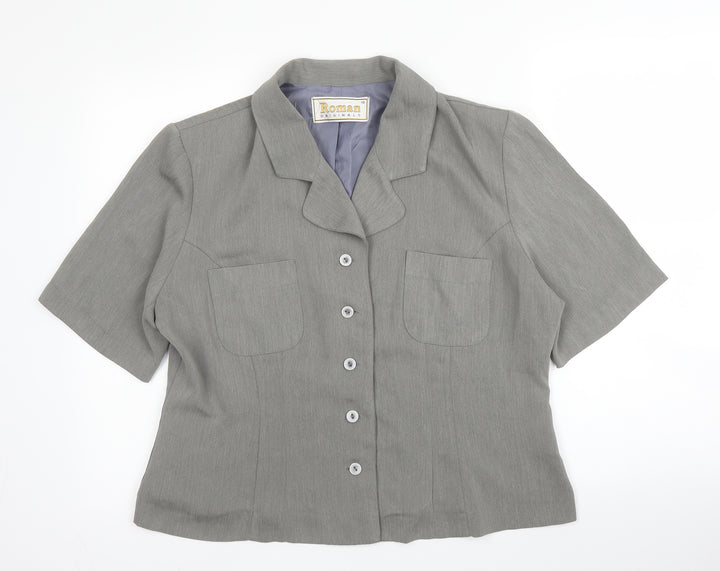 Roman Womens Grey Polyester Jacket Blazer Size 18