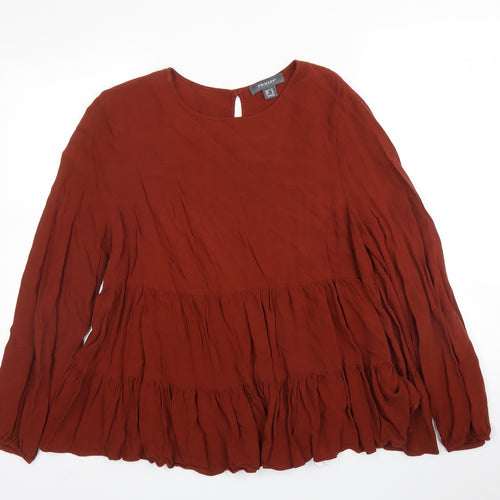Primark Womens Brown  Viscose Basic Blouse Size 14 Round Neck