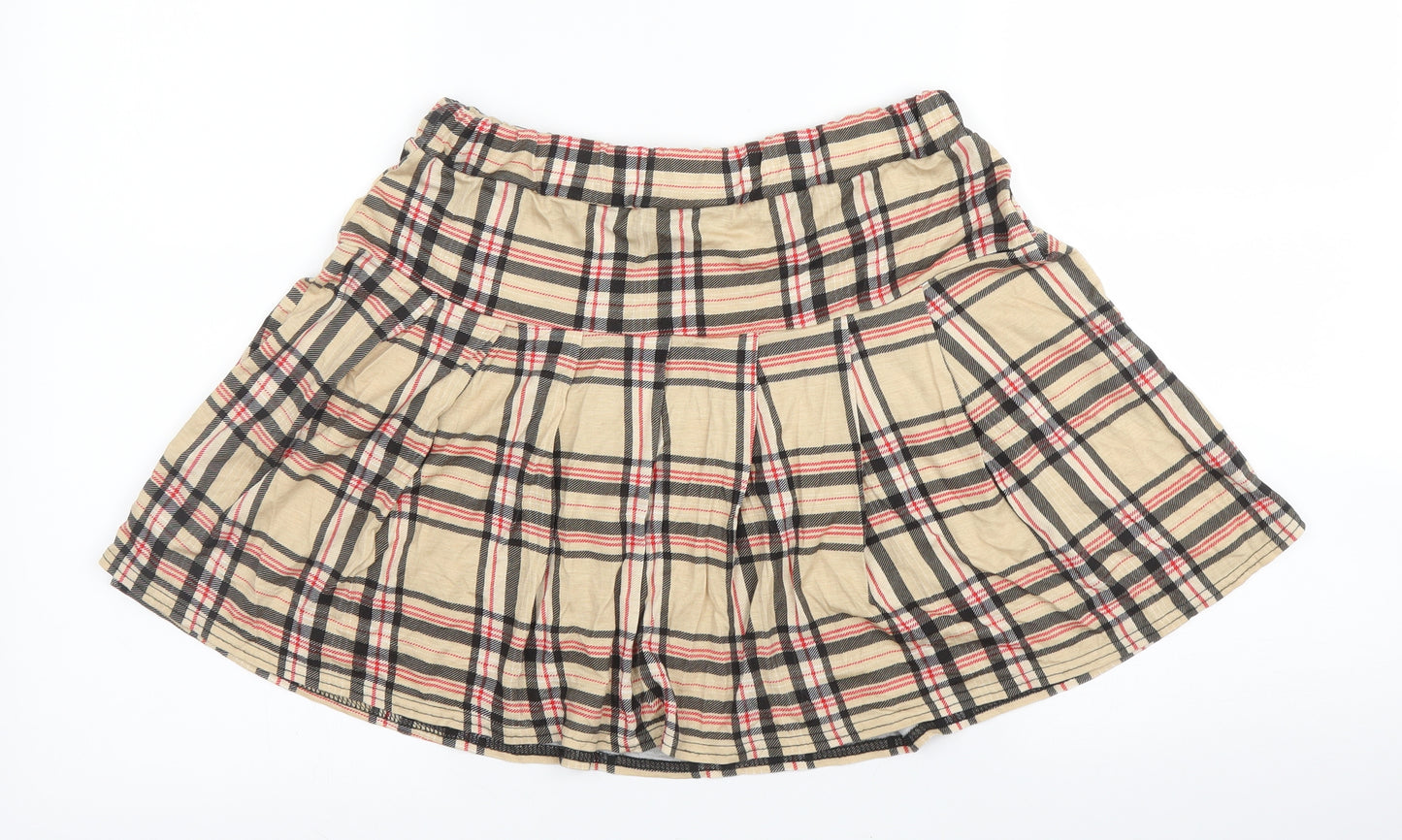 I SAW IT FIRST Womens Beige Plaid Viscose Mini Skirt Size 16