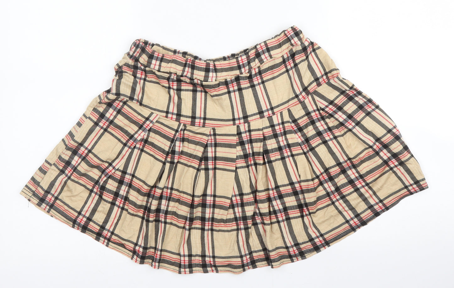 I SAW IT FIRST Womens Beige Plaid Viscose Mini Skirt Size 16