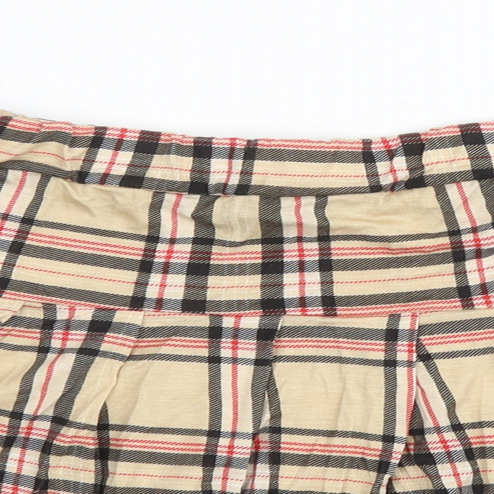 I SAW IT FIRST Womens Beige Plaid Viscose Mini Skirt Size 16