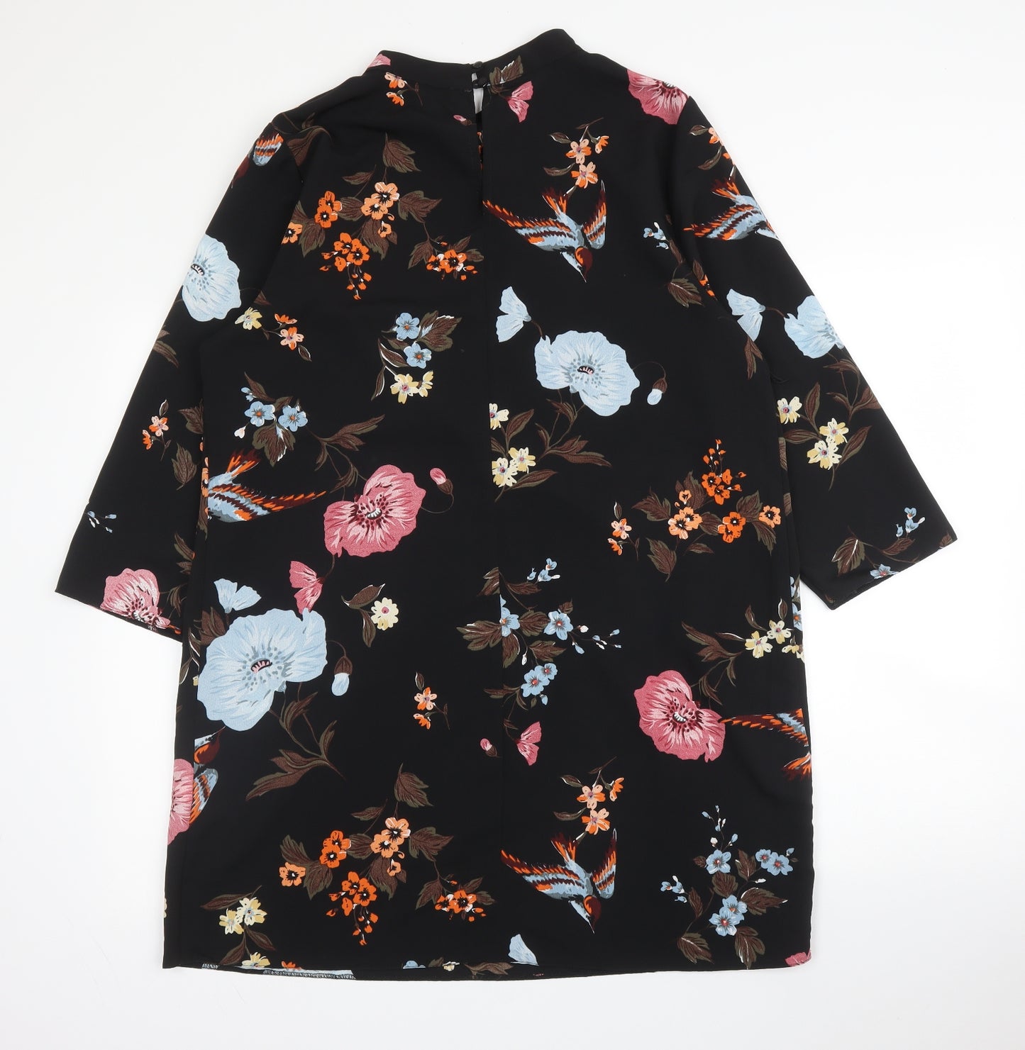 Primark Womens Black Floral Polyester Tunic Blouse Size 18 Round Neck