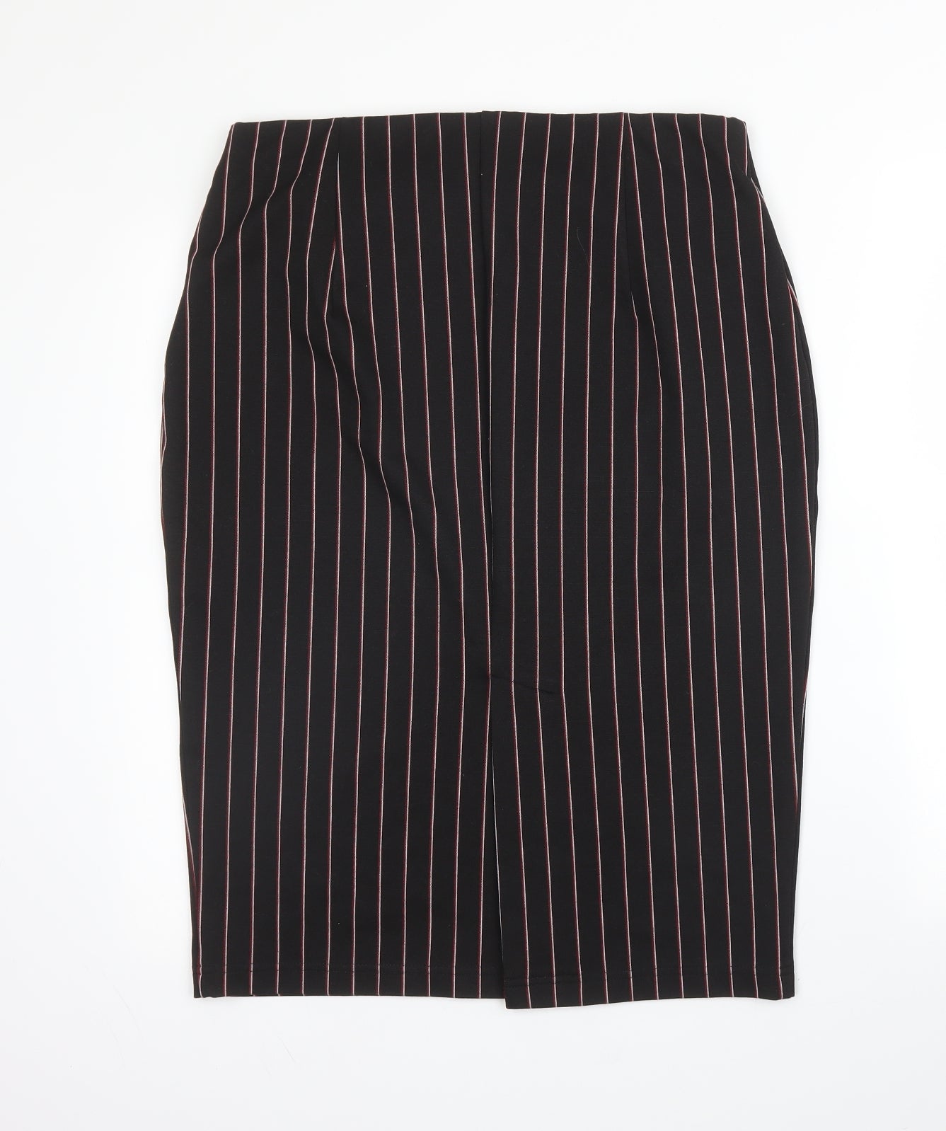 M&S Womens Black Striped Viscose Straight & Pencil Skirt Size 14