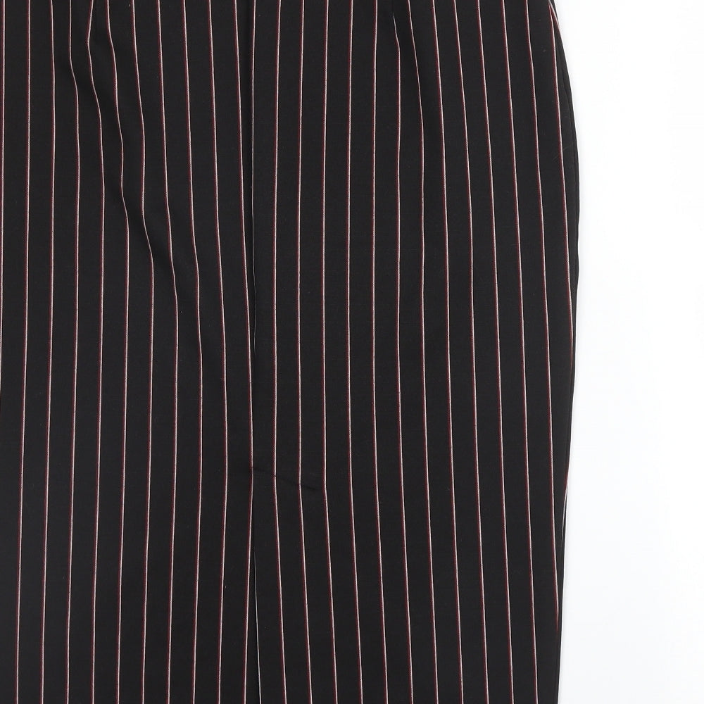 M&S Womens Black Striped Viscose Straight & Pencil Skirt Size 14
