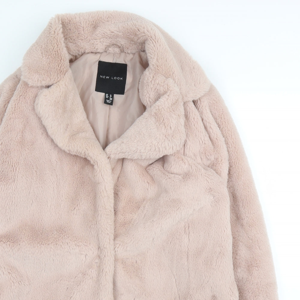 New Look Womens Pink   Overcoat Coat Size 10  Snap