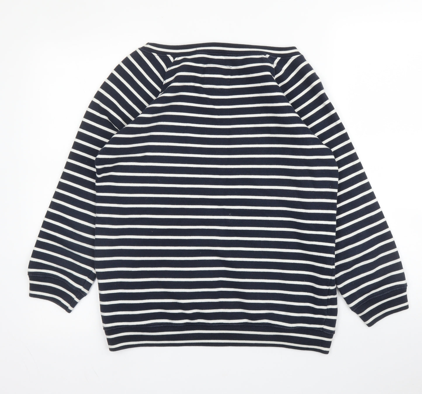 Jack Wills Womens Blue Round Neck Striped Cotton Pullover Jumper Size 8